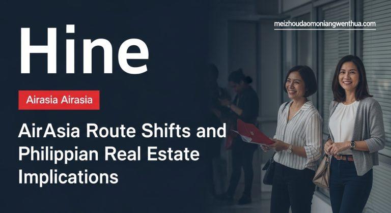 Graphic map showing AirAsia routes and Philippine real estate trends near airports.