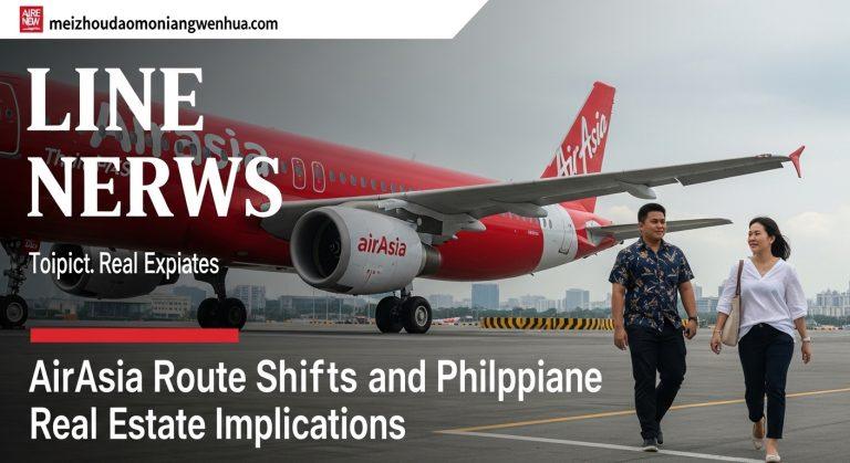 Graphic map showing AirAsia routes and Philippine real estate trends near airports.